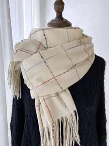 Foulards Plaid Vintage Écharpe Foulard Hiver Femmes Dames Hommes Preppy Chaud Pashmina Mujer Femelle Mâle Foulard Long Wrap Châle