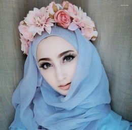 Bufandas Hijab musulmán de viscosa de Color liso, pañuelo fino para la cabeza, chal largo, turbante, envoltura Epingle, diadema de moda para mujer, pañuelo para la cabeza