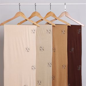 Sjaals Effen Tulbanden Steek Bloemen Diamant Jersey Hijab Sjaal Hoge kwaliteit Dikke Modal Wrap Elastische Sjaal Bufandas Moslim Caps 170*70Cm 230904