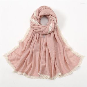 Sjaals gewone rimpel kanten ketting dik katoen viscose sjaal hoge kwaliteit sjaals en wraps pashmina stal bufandas moslim hijab 160 66 cm
