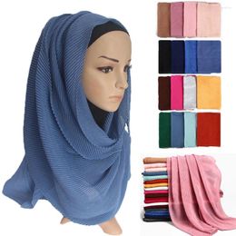 Foulards plissés froissés en mousseline de soie, hijab musulman, grande taille, châles pour femmes, bandeau de haute qualité, turban islamique
