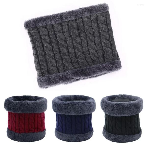 Écharpes en peluche anneau tricoté Snood cou écharpe velours doublé élastique tricot silencieux épaissir chaud polaire solide cyclisme