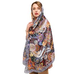 Sjaals Polyester Cashew Bloemen Zijde Satijn Lang Europese en Amerikaanse stijl Dames Hijab Sjaal Elegante omslagdoeken Bandana 230914