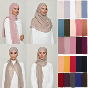 Foulards Pom perle bulle en mousseline de soie Hijab couleur unie femmes musulmanes bandeau Musulman Femme châle couvre-chef châles islamiques Turban