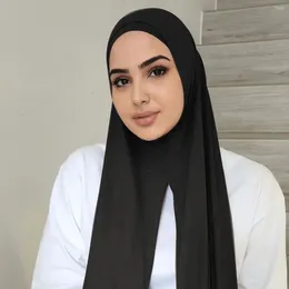 Bufandas Premium Jersey Hijab instantáneo de un bucle Buena costura Mujeres musulmanas Envoltura para la cabeza Turbante islámico liso Fácil de usar Hijabs Bufanda sin alfileres