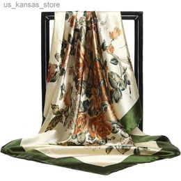 Écharrés imprimé headcoth flower flower carré châles populaires 90x90cm bandannas 2022 Four saisons kerchief luxe de luxe en soie écharpes240409