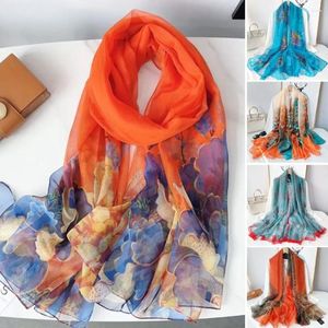 Foulards imprimés foulard en soie femmes respirant luxe foulard surdimensionné printemps plage bandana