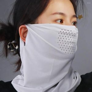 Écharbes protection Bouclier de visage de couleur unie pour les hommes sports Sun Proof Bib Couvercle Suncreen Scharf Silk Mask Noup Wrap
