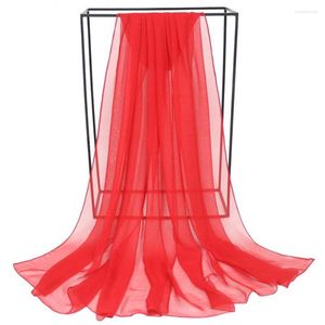 Foulards couleur Pure Georgette soie écharpe femmes Monochrome rouge soleil châle femme passerelle formation danse enveloppes en gros