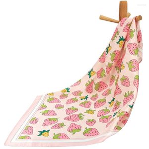 Craquins Pure Silk Bandana Femme Mandkerchief Strawberry Female Hair Scarf Company Gift Kids Natural Square Bandband Balk