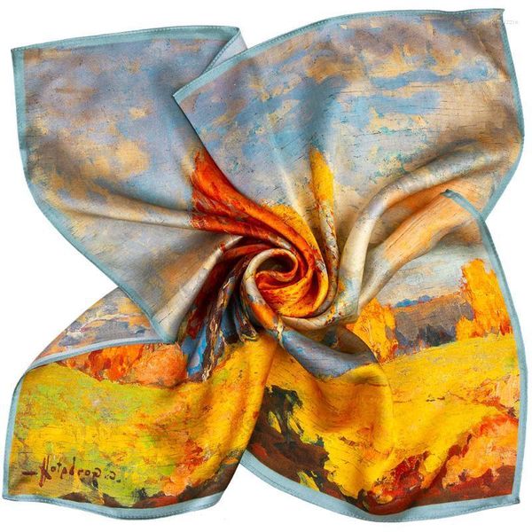 Foulards Foulard en soie pure femmes Bandana femme arbre peinture cheveux en gros haut naturel carré bandeau de luxe dame cadeau foulards Kiml22