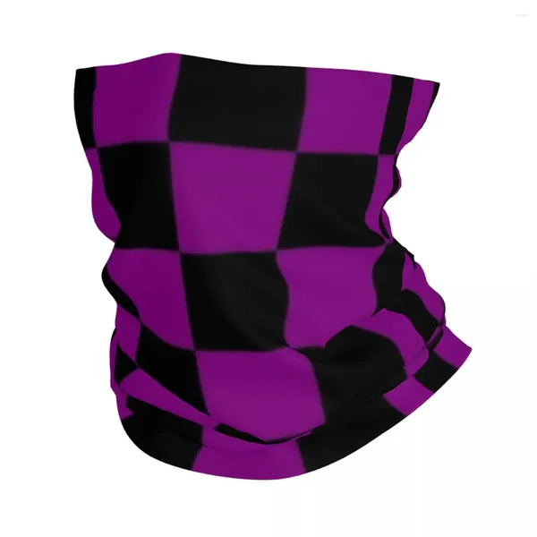 Foulards Violet Noir Damier Bandana Cou Couverture Géométrique À Carreaux Cagoules Écharpe Magique Chapeaux Chauds Courir Pour Hommes Femmes