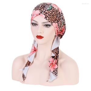 Sjaals Ramadan Modale Hijab Kanker Chemo Luipaard Bloemen Hoed Tulband Cap Cover Haaruitval Hoofddoek Wrap Voorgebonden Hoofddeksels Strech Bandana's