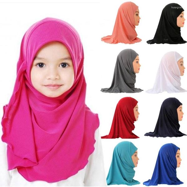 Bufandas Ramadán Musulmanas Niñas Hijab Hijab Bufanda Islámica Soft estiramiento suave 2 a 7 años 50 cm Niños Hijabs Headlap