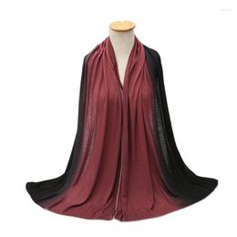 Écharrés Ramadan Plain ombre Modal Cotton Jersey Hijab Femme Long Muslim Châf Soft Turban Tip Wraps Lady Islamic Cap 170 60cm