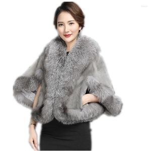 Sjaals Echte cape met trim stal Shawl vintage vrouwen winter zwarte mantel wraps plus size luxe c173