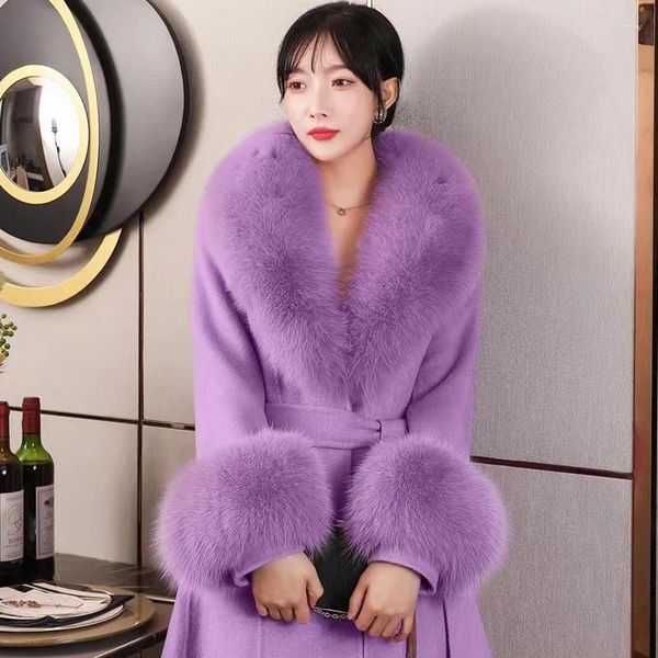 Bufandas Cuello de piel de zorro real y puños Set Bufanda peluda de invierno para abrigos Chaquetas Mujeres Abrigo Mujer Chales de lujo Decoración de capucha