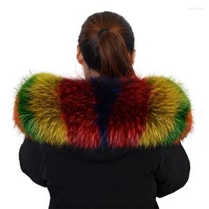 Sciarpe Collo in vera pelliccia per cappotti Parka Sciarpa di procione naturale calda di lusso Cappotto per giacche da uomo di grandi dimensioni