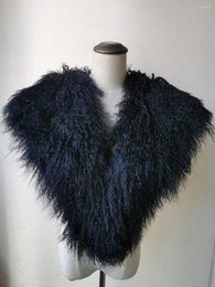 Sjaals Real Mongoolse Lamsbont Sjaal Sjaal Wraps Vrouwen Winter Warm Cape Pashmina Feest Diner Zwart Grijs