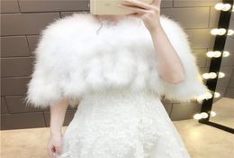Sjaals echte struisvogel veerkaap voor vrouwen winter warme bruiloft bont luxueuze boleros bruid wit ivoor schouder bruids party shawl9853821