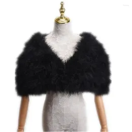 Foulards Véritable Autruche Plume Fourrure Shrug Châle Véritable Marabou Wrpas Cape Mariée Accessoires De Fête De Mariage