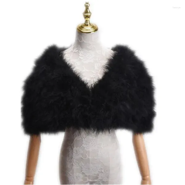 Bufandas Real avestruz pluma piel encogimiento de hombros chal genuino marabú wrpas cabo novia accesorios de fiesta de boda