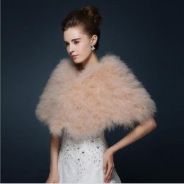 Sjaals Echte Struisvogelveren Bruiloft Sjaal Winter Vrouwen Bont Wrap Cape Sjaal Pluizige Marabou Bridal Schouderophalen