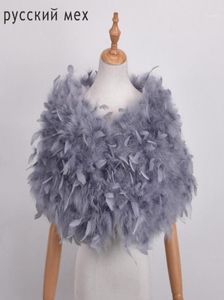 Craquins de fourrure réelles des châles de fourrure élégante manteaux de plumes blanches Boleros Vestes nuptiales pour robes de soirée5949547