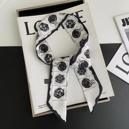 Foulards en soie véritable 2024 longue écharpe en sergé élégant D maison sac attaché décoration ruban bandeau étoile même cadeau haut de gamme
