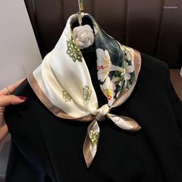 Bufandas Bufanda de seda real Foulard Femme Bandana Square Wrap Kerchief Mulberry Diadema de alta calidad Hijab Chales