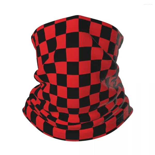 Foulards Rouge et Noir Damier Bandana Cou Gaiter Coupe-Vent Masque Écharpe Couverture Femmes Hommes Chapeaux