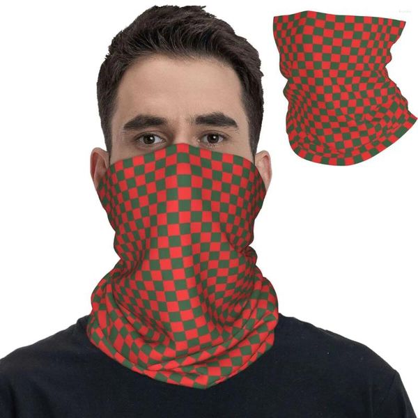 Foulards Rouge Vert À Carreaux Cage D'échecs Masque Écharpe Cagoule Cache-Cou Bandana Multifonctionnel Cyclisme Bandeau Unisexe Toutes Saisons