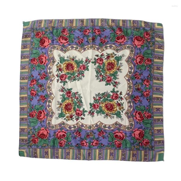 Écharpes rétro imprimement imprimé bandana bandeau babushka mouchoir têtes enveloppe 70 70 cm écharpe carrée nationale russe