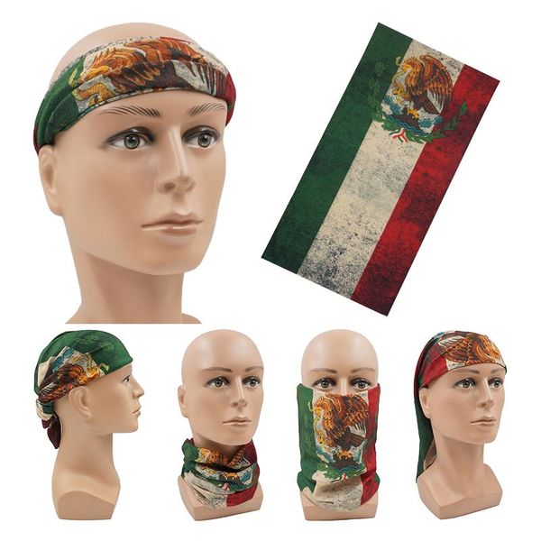 Bufandas Retro Nostálgico Bandera Mexicana Mascarilla Bandana Bufanda México Recuerdos Venta al por mayor Gota Sombreros de mujer Diadema