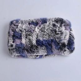 Foulards Rex lapin fourrure bandeaux tricotés peuvent être utilisés comme écharpe femmes chaud hiver réel casquettes oreille plus chaud tête enveloppement anneau 231101