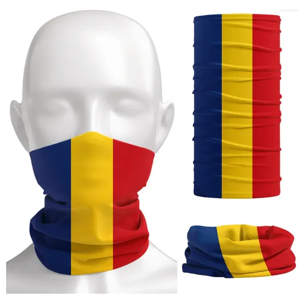 Bufandas Patrón de bandera de Rumania Pastilla para el cuello de pañuelo para hombres Mujeres Menores Montar a la cabeza del ciclismo Balaclava Bufanda a prueba de polvo Marabla