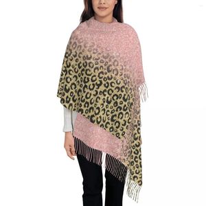 Sjaals rosé goud glitter zwarte luipaard sjaal voor dames winter herfst pashmina sjaal wrap spot textuur groot lichtgewicht