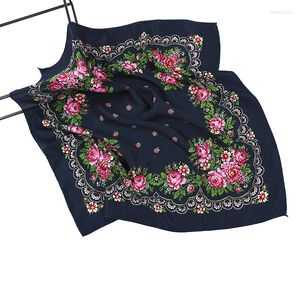 Écharpes écharpe carrée russe luxe à imprimé floral bandana châle féminin bande ethnique mouchoir babushka head wraps