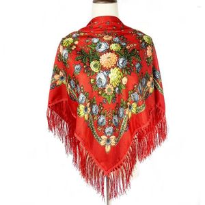 Sjaals Russische vierkante sjaal dames bloemenprint bandana Oekraïense omzoomde sjaal Babushka hoofd wraps vrouwelijke dekenreizen sjaals