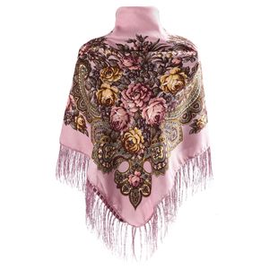 Foulards Style russe National carré écharpe hiver couverture chaude châle rétro dames grandes écharpes à franges Hijab bandeau 230506
