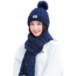 Écharpes S écharpe gants costume coréen femme épaissie gilet tricoté chapeau d'hiver chaud et