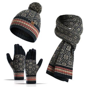 Sjaals sjaal en hoed set beanies hoogwaardige beanie drie in een winter gebreide cadeau buiten touchscreen handschoenen