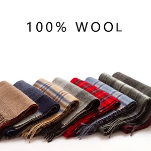 Écharpes écharpe hommes hiver bande solide Plaid laine de luxe classique chaud Long doux cachemire pour accessoires 230921