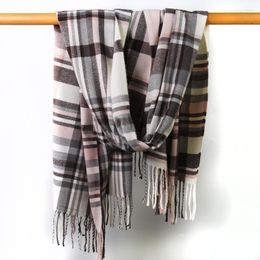 Sjaals sjaal plaid retro Koreaanse Britse stijl kleur matching dames herfst en winter verdikte houd warm 2023