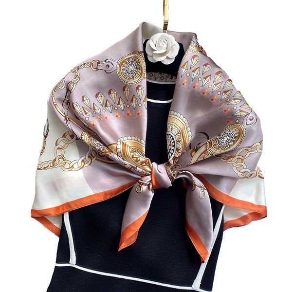Bufandas Bufandas 2024 Bufandas de moda para mujer, bufandas cuadradas de seda Real de 9090cm, chal grande, Hijab, bufanda con estampado de leopardo, pañuelo de lujo para mujer, mufla de invierno