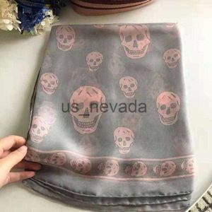 Scarves Scarves Summer Beach Square Shawl Ladies Designer Skull Print Chiffon Scarf Muslim Hijab For Women Luxury Skeleton Wrap 120cm 120cmScarves J230822