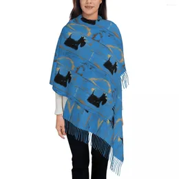 Écharpes Scottie Dog Mignon Châles Wraps Pour Femmes Hiver Chaud Longue Écharpe Douce Scottish Terrier Pashmina Châle