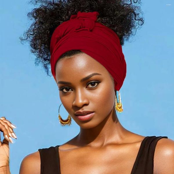 Des écharpes vendant un maillot extensible turban africain bandeau couleur couleur super doux extra longue respirable pour les femmes