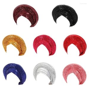 Foulards Paillettes Mariage Turban Casquettes Pour Femme Africaine Tête Légère Hijab Sunproof Rassemblements Religieux