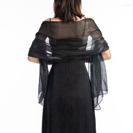 Foulards Sexy Transparent Couleur Unie Fil Long Brillant Crème Solaire Cape Ombre Châle Femme Mariage Demoiselle D'honneur Partie Robe De Soirée Écharpe